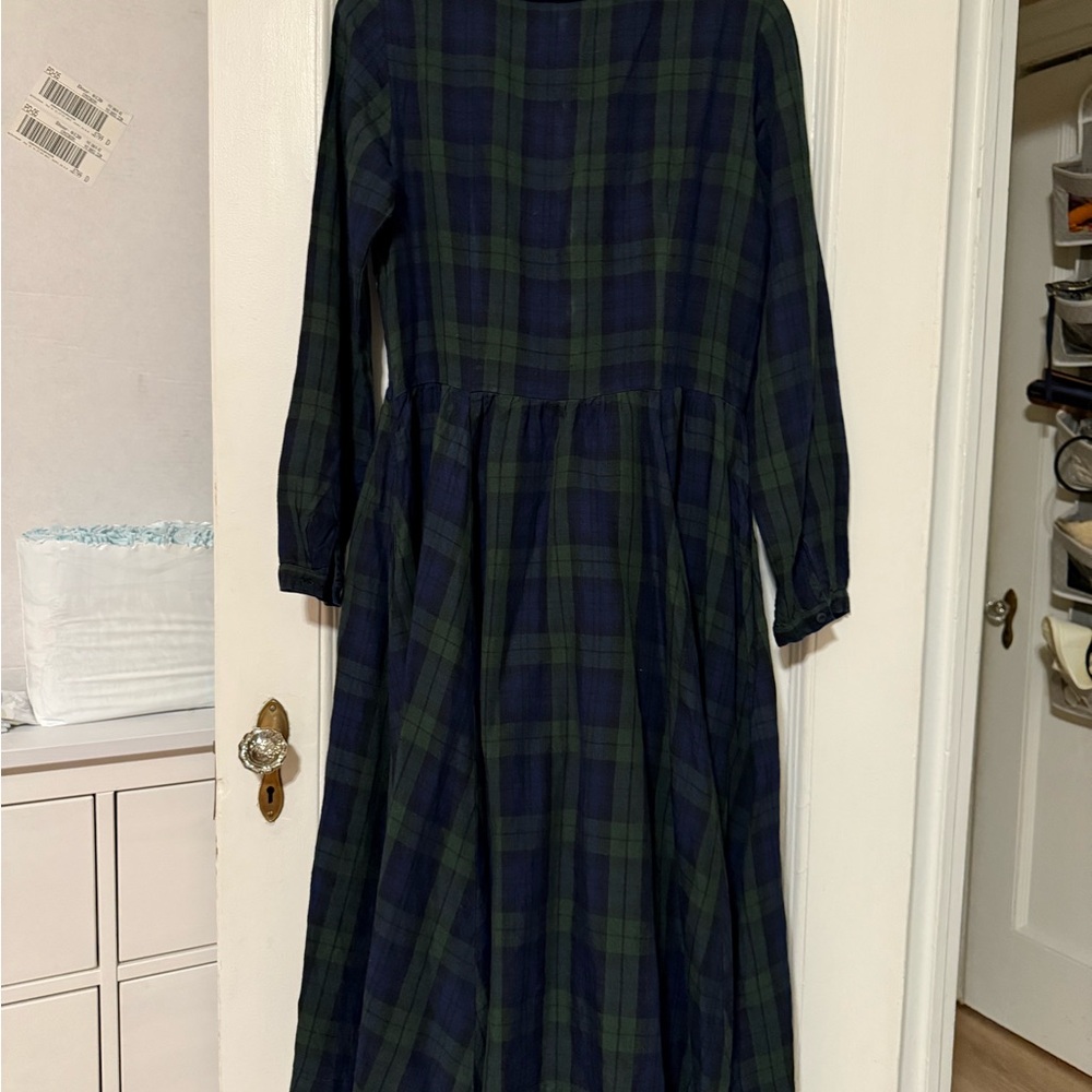 Son de Flor Classic Dress, Long Sleeve - Blue Tartan / M - Picture 5 of 5